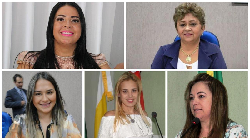 Na ordem: Claudinha (candidata a prefeita), Celinha, Natacha, Niágara e Eloir
(Divulgação, Câmara Municipal)
