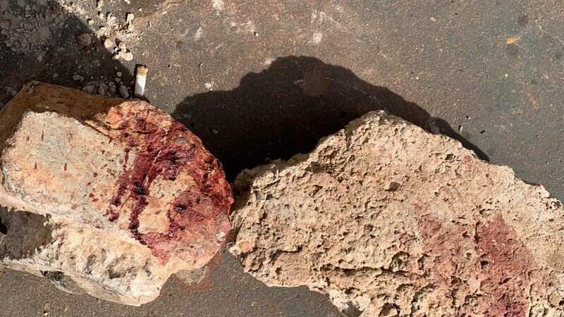 Pedra com sangue da vítima foi encontrada no local, às margens da BR-262. (Foto: Divulgação/ PC)