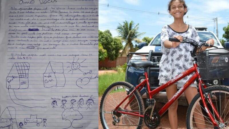 Polícia Militar de Coxim realiza sonho de adolescente que pedia uma bicicleta de presente de natal