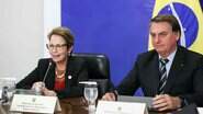 Ministra Tereza Cristina (DEM) ao lado do presidente Jair Bolsonaro (sem partido) - Marcos Corrêa/PR