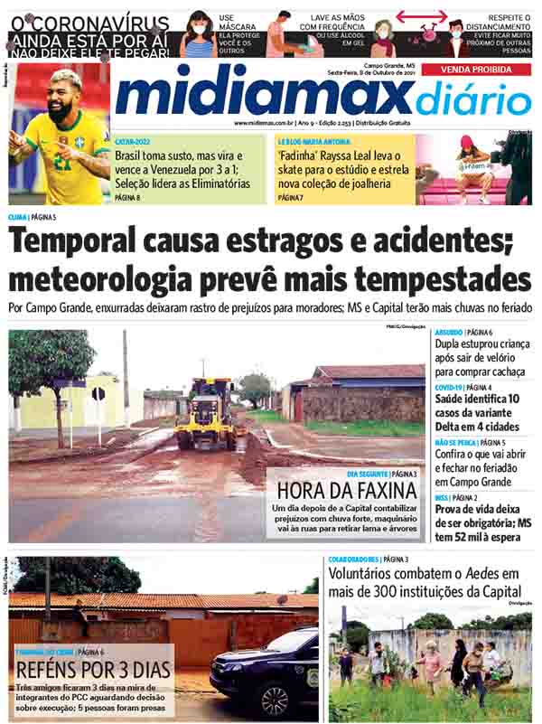 [Confira a capa do Midiamax Diário deste 8 de outubro de 2021]