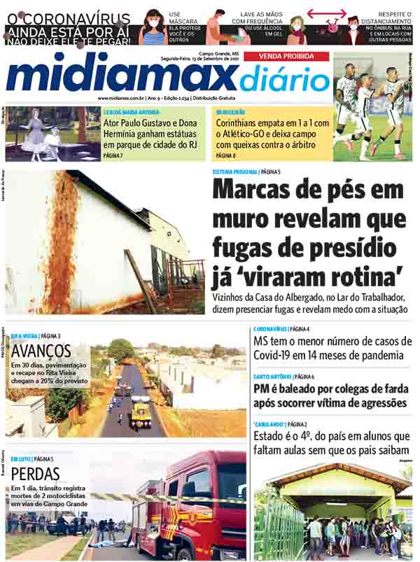 [Confira a capa do Midiamax Diário deste 13 de setembro de 2021]