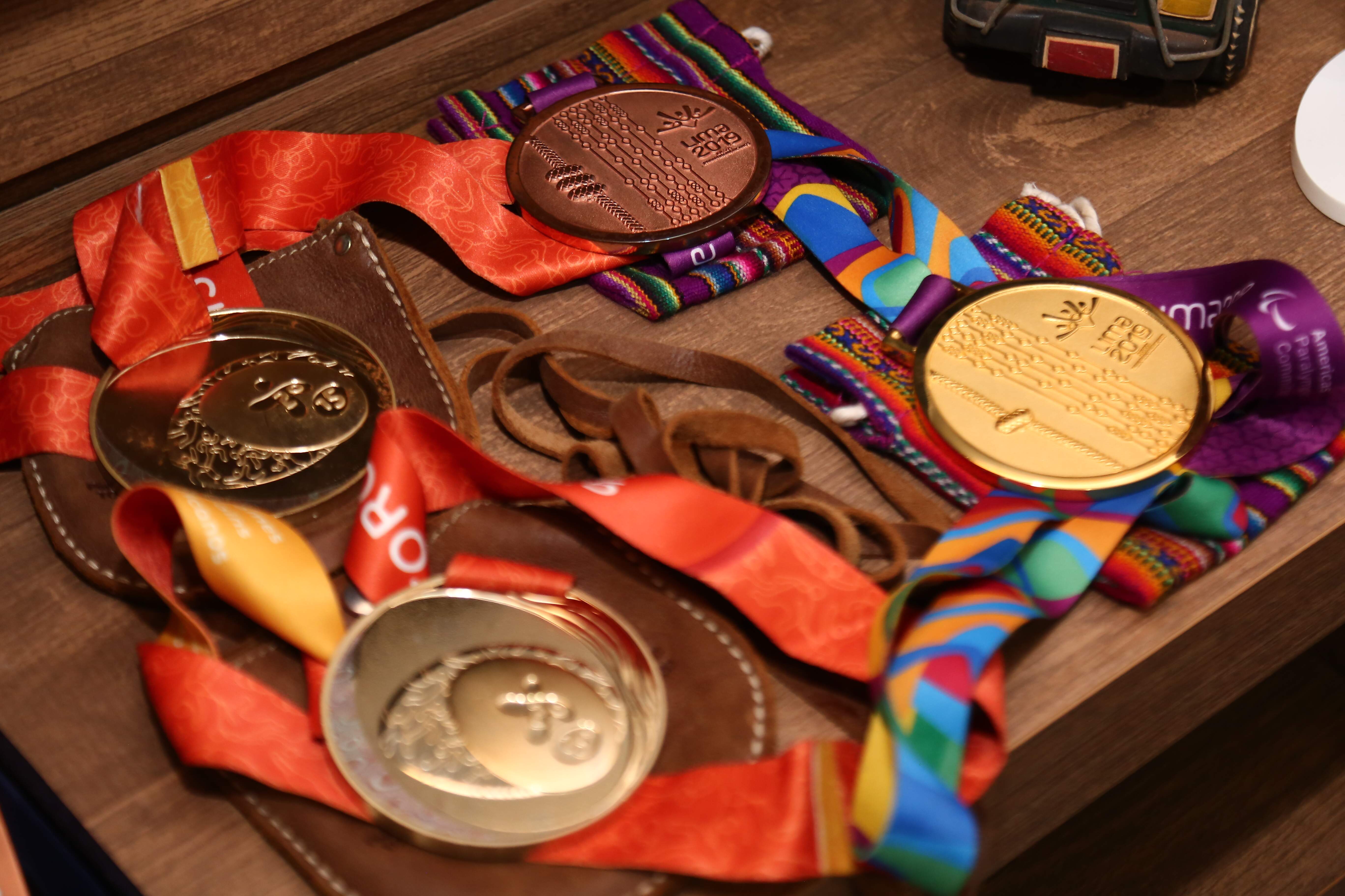 Algumas medalhas do campe&atilde;o (Foto: Marcos Erm&iacute;nio)