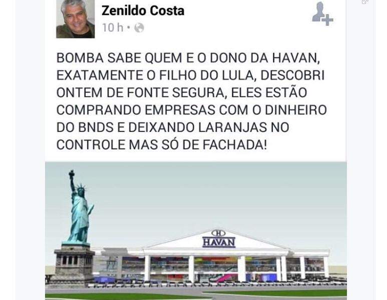 Com lojas em Campo Grande, Havan nega que empresa seja do filho de Lula