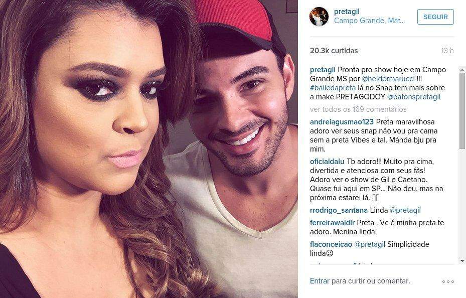 Preta Gil passa fim de semana em Campo Grande para show privado em casamento