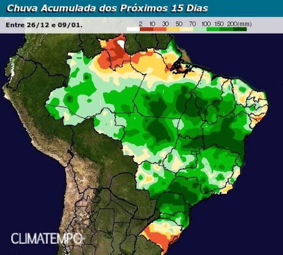 Chuva se espalha pelo Brasil