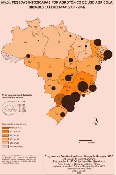 Mapa de pessoas intoxicadas no Brasil (divulgação)