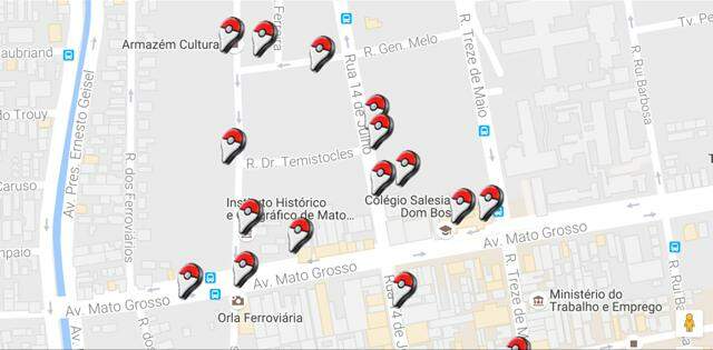 Região do Complexo Ferroviário (Reprodução/MapaPokémonGo)