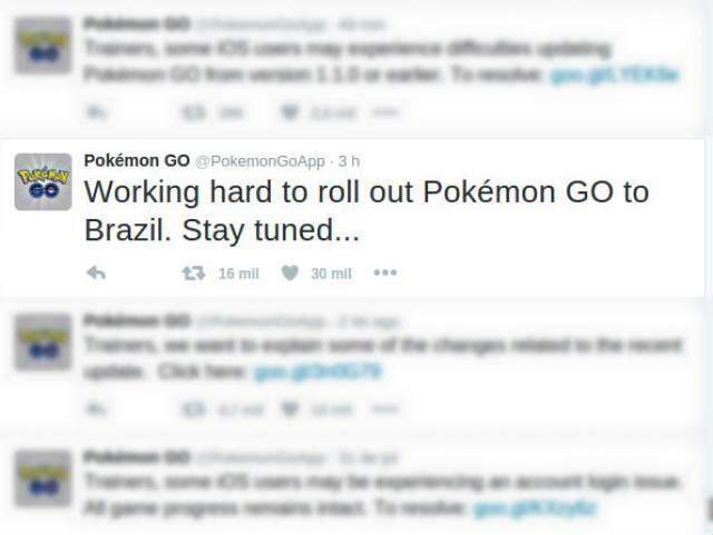 "Trabalhando duro para lançar Pokémon Go para o Brasil. Fiquem ligados" (Reprodução/Twitter)