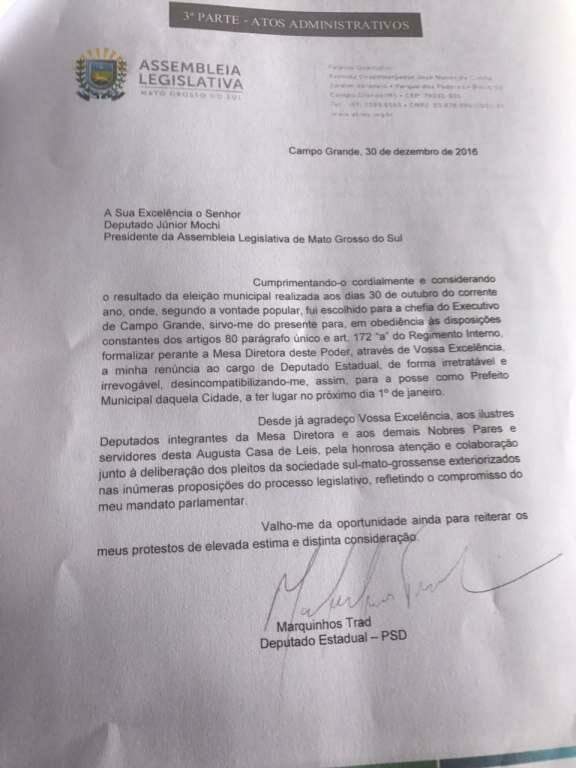 Prefeito eleito da Capital renuncia ao cargo de deputado e AL convoca suplente