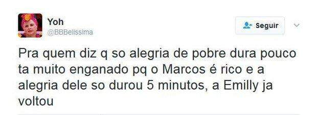 Falsa eliminação de Emily deixa fãs do reality chocados e a internet lota de memes