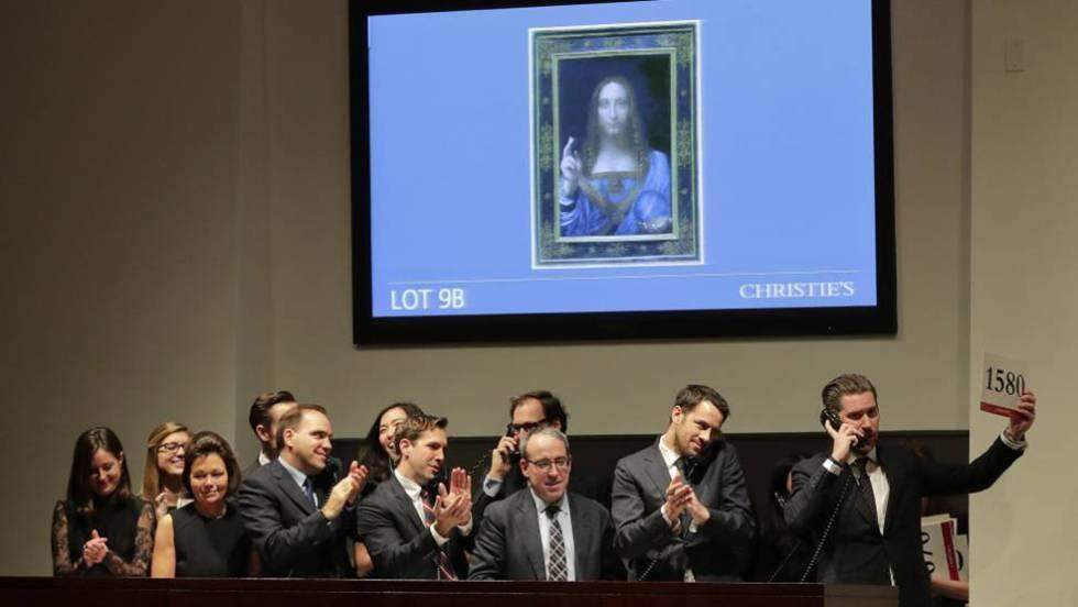 A obra mais cara da história ,o "Salvator Mundi" de Leonardo da Vinci, foi vendida por US $ 450,3 milhões na Christie's em Nova York.