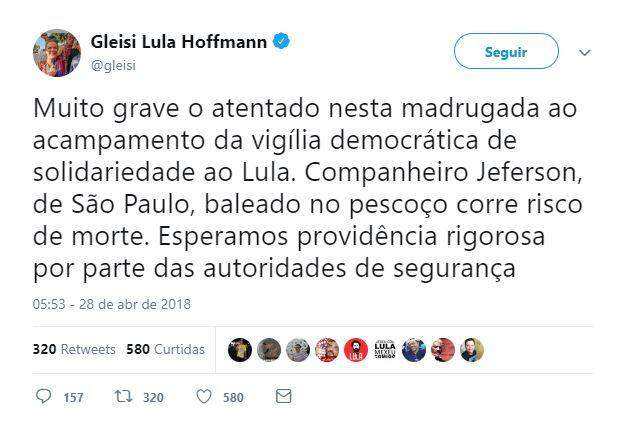 Acampamento pró-Lula é atacado a tiros em Curitiba