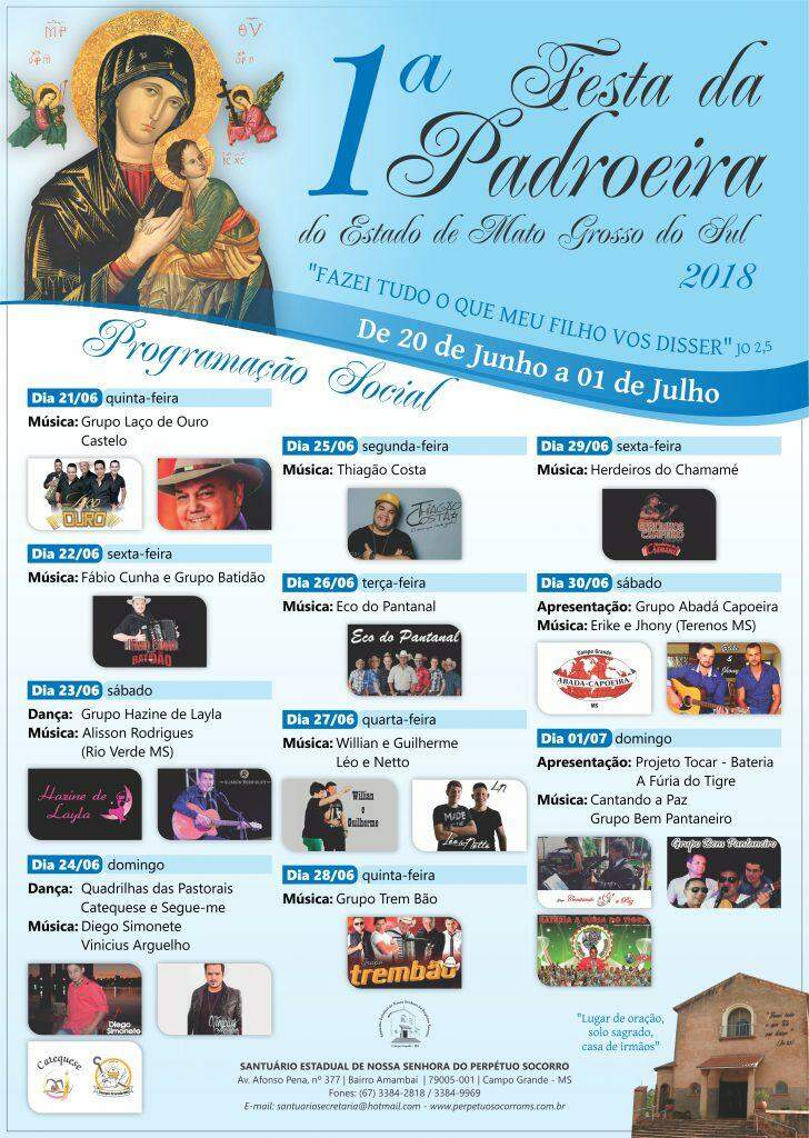 1ª Festa da Padroeira de MS começa nesta quarta-feira na Capital