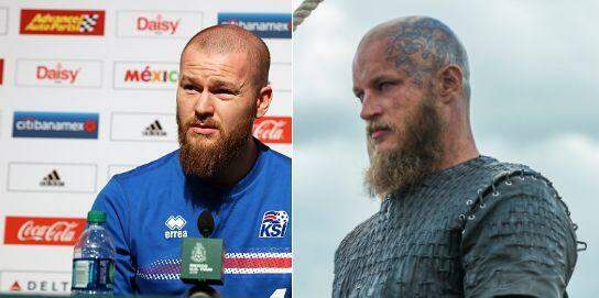 Aron Gunnarsson e Travis Fimmel, como Ragnar Lothbrok. (Reprodução)