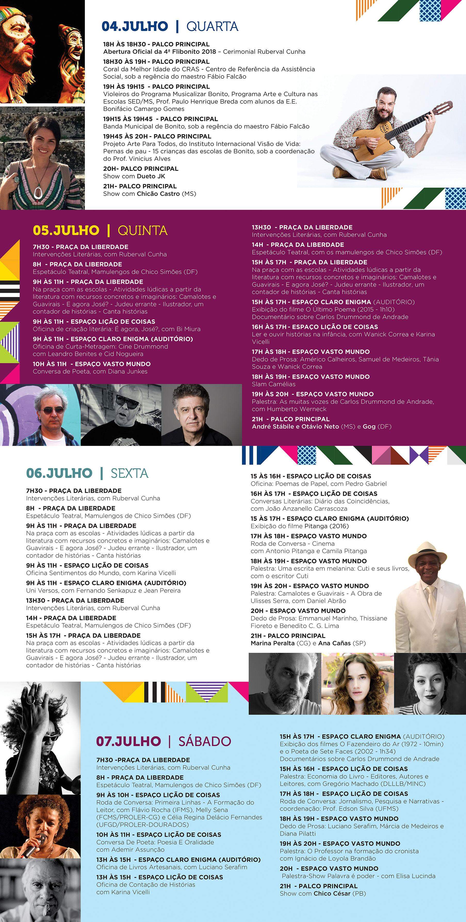 Com Pitanga, Chico César e Ana Cañas, Bonito recebe 4ª edição de Feira Literária