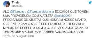 Jogadora do Flamengo é suspensa após debochar do time nas redes sociais