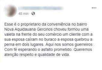 Homem denuncia falta de manutenção da Prefeitura e divulga moradores arrumando avenida