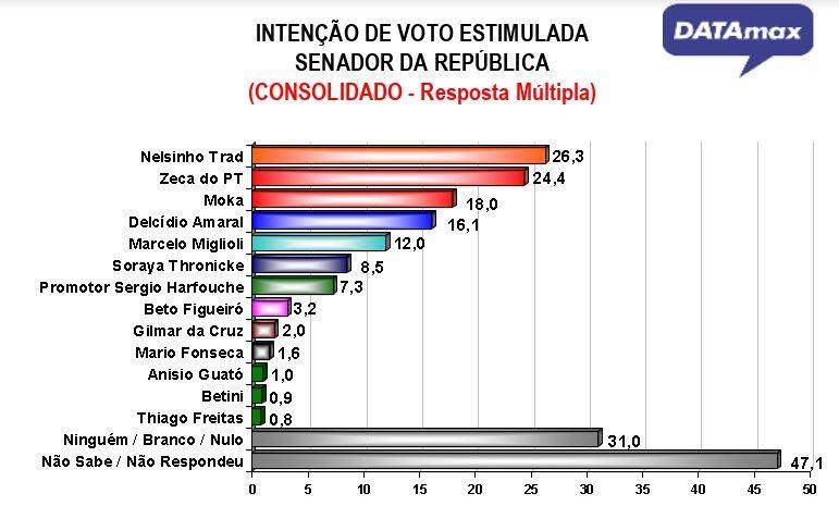 Nelsinho e Zeca lideram corrida pelo Senado em MS, indica DATAmax