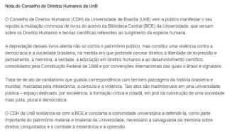 UnB é pichada com ameaça de massacre caso Bolsonaro vença as eleições