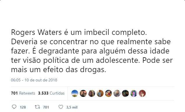 Roger Waters volta a criticar Bolsonaro durante novo show em SP