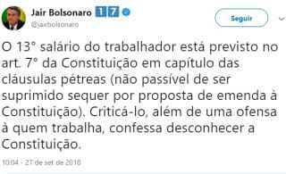 Vice de Bolsonaro diz que “todos saímos prejudicados” com o pagamento do 13° salário