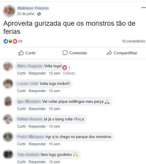 Preso atualiza Facebook de dentro da cela: ‘aproveita que os monstros tão de férias’