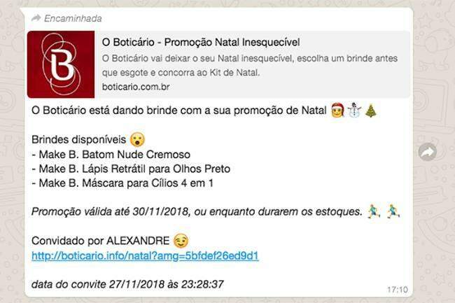 Golpe de Whatsapp pede CPF e oferece brindes de Natal