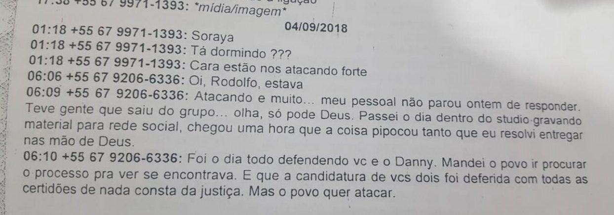 Registro de conversas derruba acusações de Soraya de suposta ameaça de seu suplente