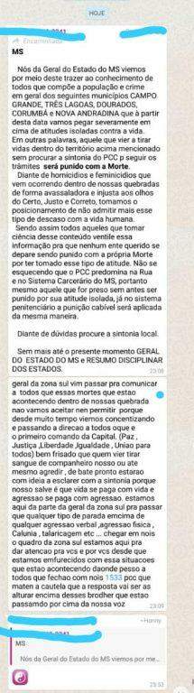 “Morte com morte se paga”: em suposto recado, PCC diz que vai punir homicídios não autorizados