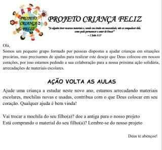 Projeto solidário faz almoço para arrecadar materiais escolares a crianças carentes