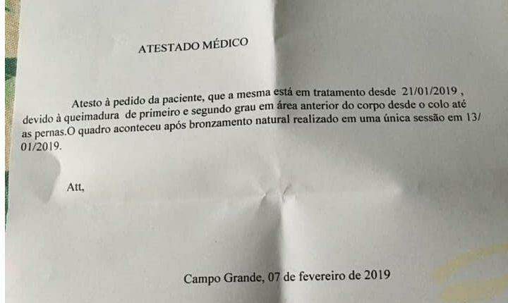 ALERTA: Após bronzeamento em clínica, campo-grandense sofre queimaduras por todo corpo