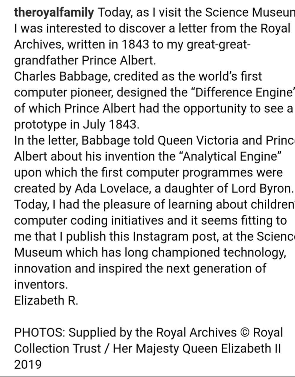 Rainha Elizabeth II  posta no Instagram pela primeira vez.