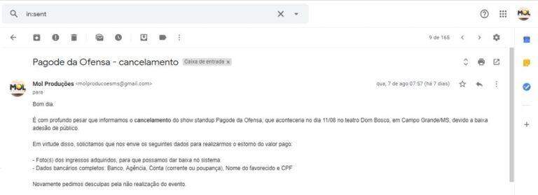 Com apenas 78 ingressos vendidos, produtora cancela Pagode da Ofensa e ‘desiste’ de MS