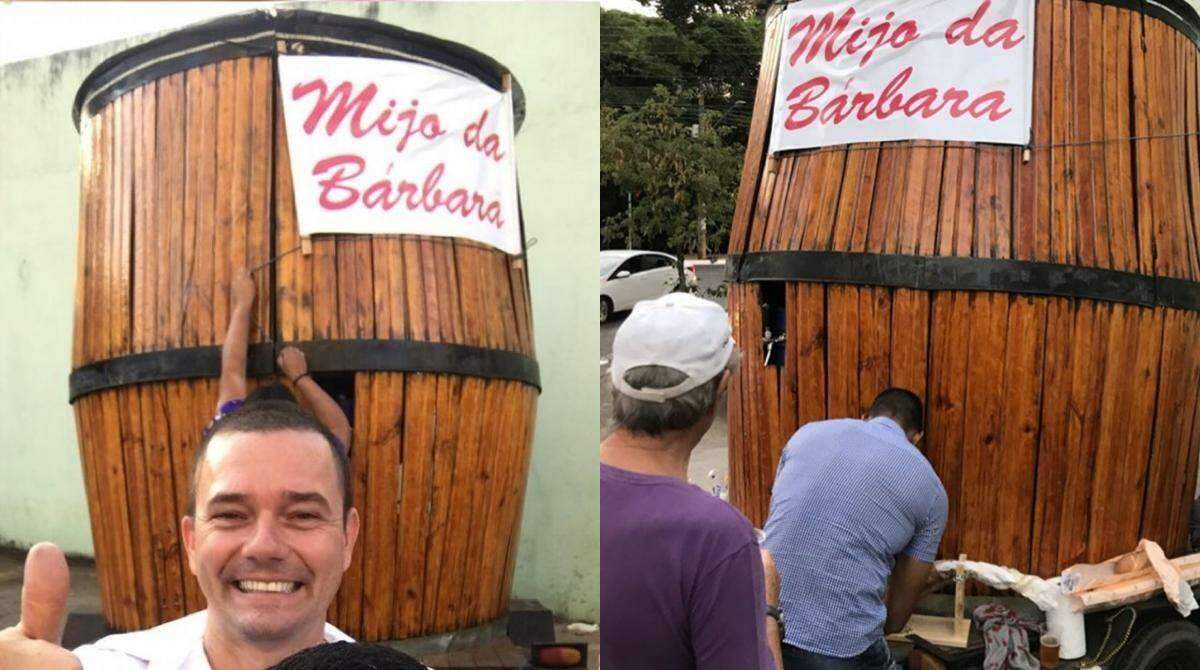 Pai comemora nascimento da filha com barril gigante de chopp na porta de maternidade