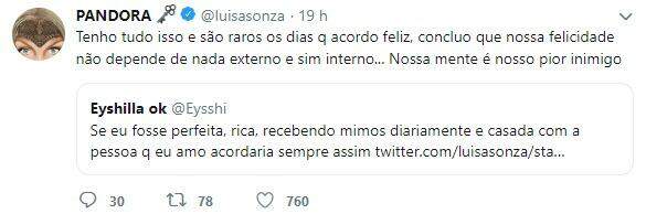 Luísa Sonza confessa ter dificuldades para acordar feliz