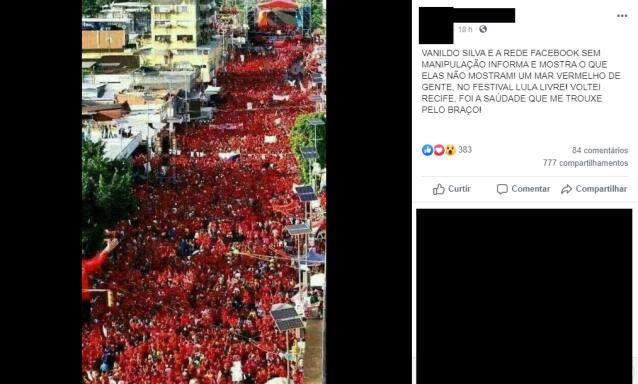 É Fake! Fotos que mostram "mar vermelho" petista não são do Festival Lula Livre