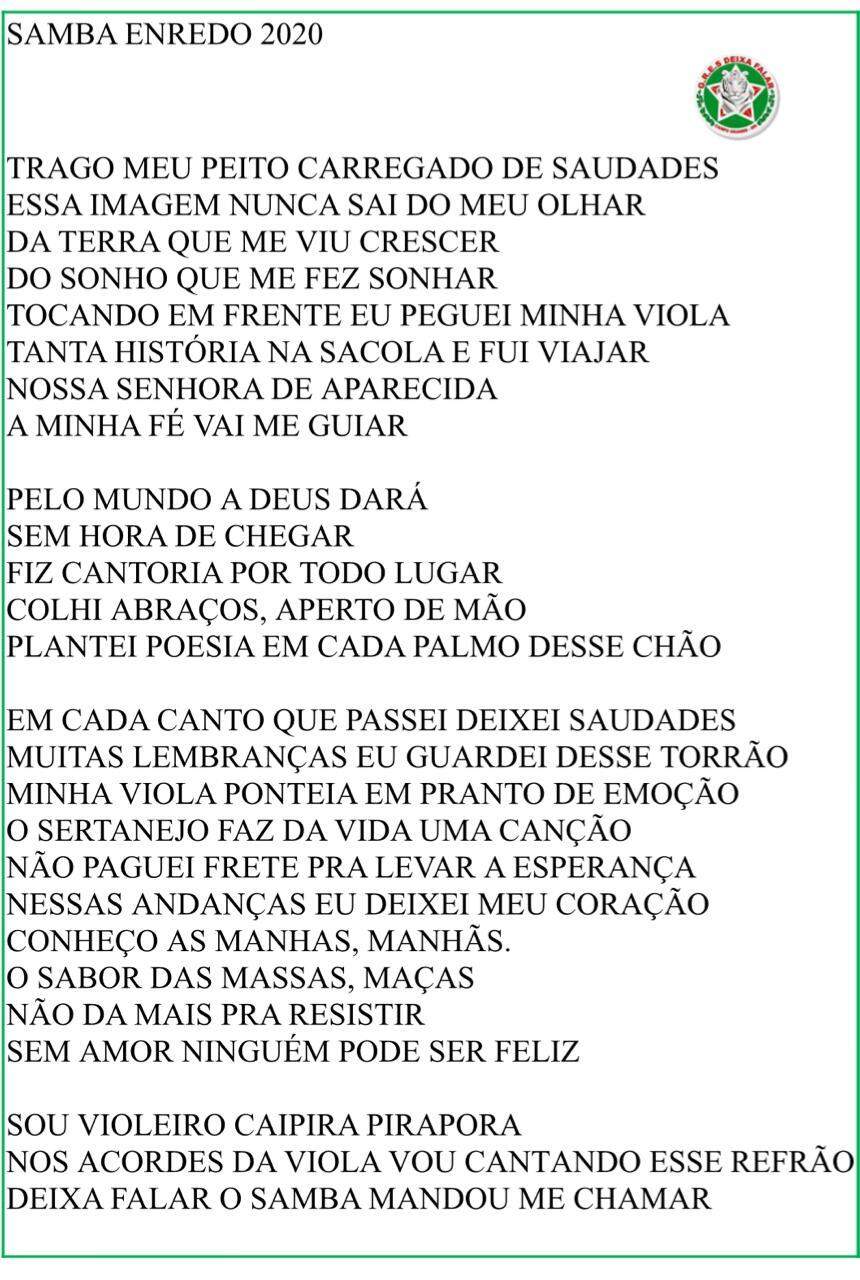 G.R.E.S. Deixa Falar lança samba enredo em homenagem a Renato Teixeira para o Carnaval 2020