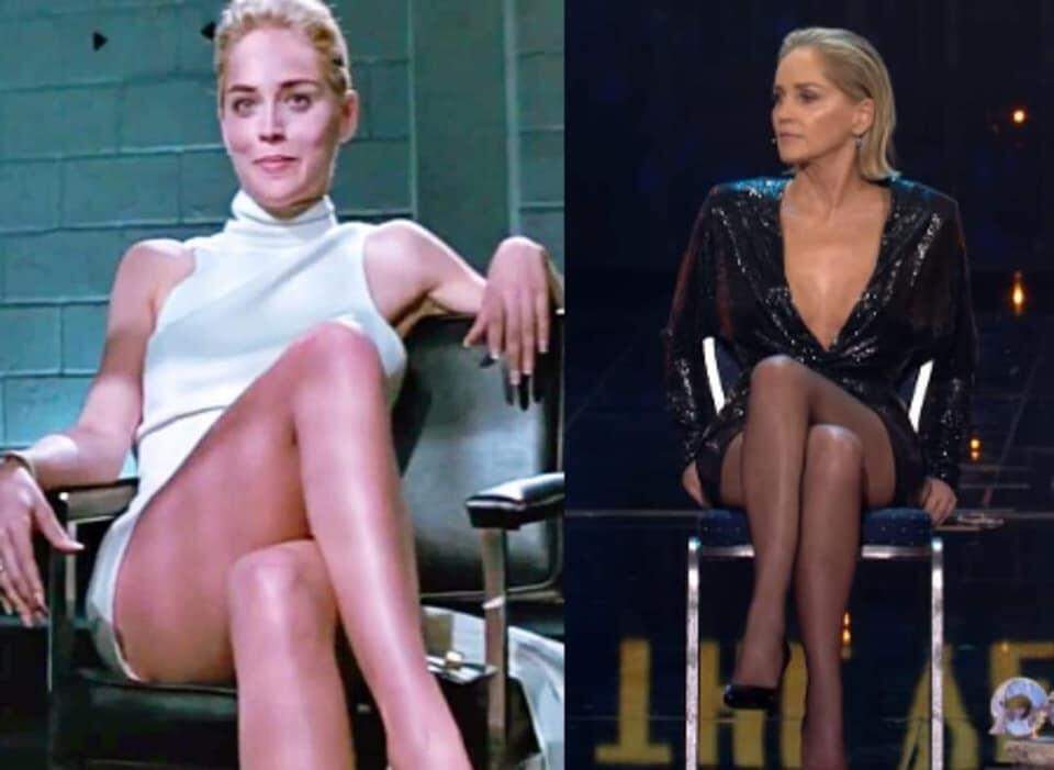 Sharon Stone recria cena icônica de 'Instinto Selvagem', no GQ Men of the Year Awards.