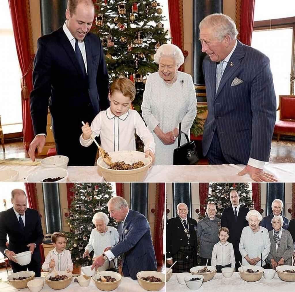 Príncipe George prepara pudim de Natal para veteranos das forças armadas