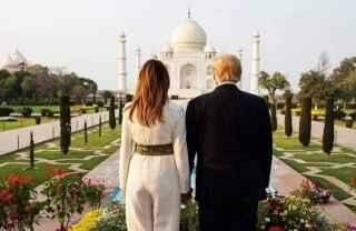 Donald e Melania Trump, em sessão de fotos no Taj Mahal