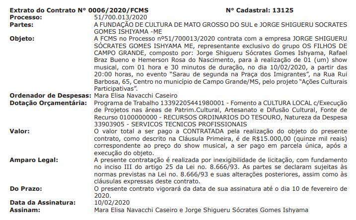 Contrato de R$ 15 mil por show que nunca aconteceu no Diário Oficial foi erro, diz FCMS