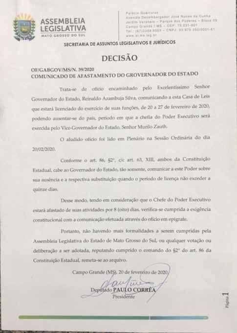 Após feriadão de Carnaval, Reinaldo volta a assinar atos oficiais do Governo no diário