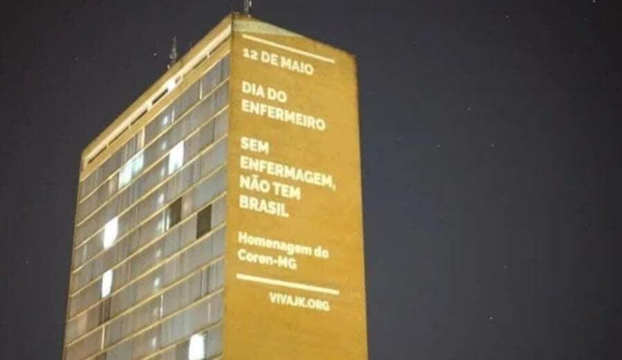 Edifício JK projeta homenagens aos profissionais de enfermagem : 'Vocês são heróis'