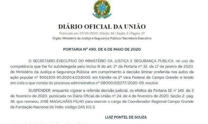 Após decisão, Ministério suspende nomeação de diretor da Funai em Campo Grande