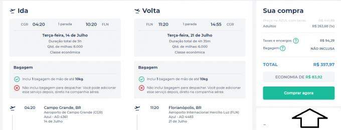 Passagens aéreas de ida e volta de Campo Grande para SP por R$ 238, Rio a R$ 332 e Florianópolis R$ 357