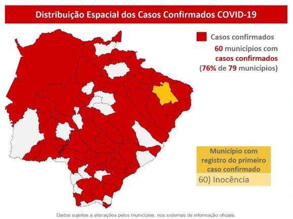 Inocência entra no 'mapa do coronavírus' e MS já tem 60 cidades com registros da doença