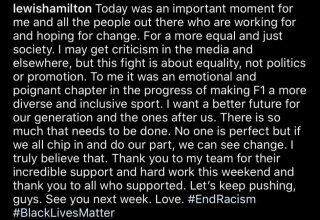 Lewis Hamilton liderou o movimento contra o racismo no GP da Áustria