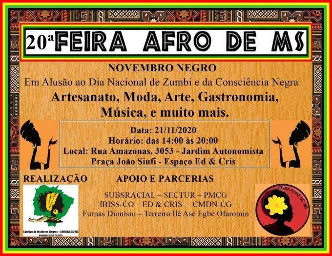 Após 8 meses, Feira Afro de MS terá 20ª edição de forma presencial