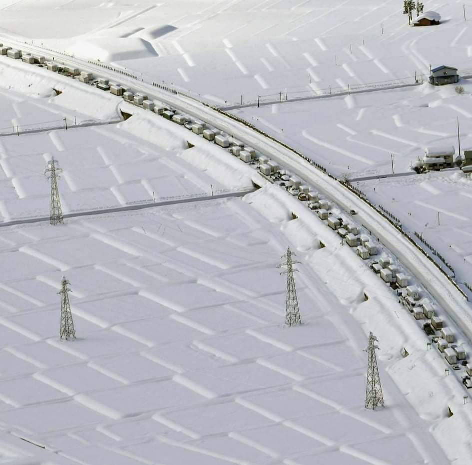 Mais de mil carros presos na neve formam filas de quilómetros no Japão